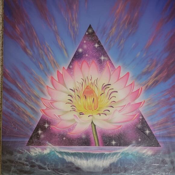 Lotus Flower Giclée Wall Art Large Airbrush Psychedelic Ocean Visionary Print - Picture 2 of 9